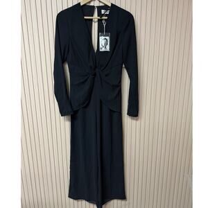 Self-Portrait Twist Front Black Jumpsuit Women's Size 4